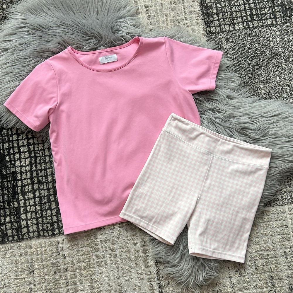 Sweet Honey Girls Pink Gingham Activewear Lounge‎ Set Size 14Y